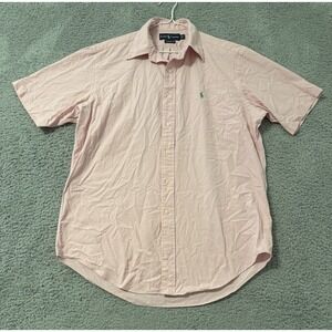 Vintage Polo Ralph Lauren Pink Shirt Short Sleeve Mens‎ M Classic Fit 90s